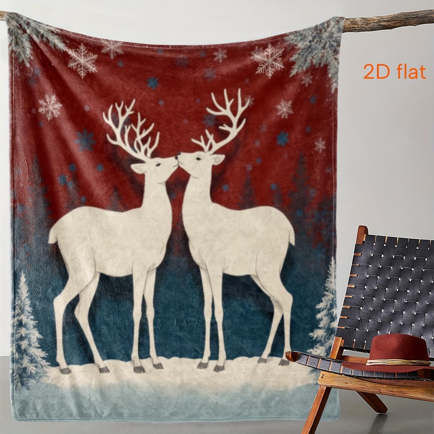 

1pc Vintage Christmas Reindeer 2D Printed Blanket - Soft Flannel All-Season Cozy Throw for Sofa, Bed, Car, Office, Camping 75x90cm28x35in