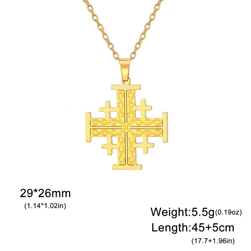Jeshayuan Jerusalem Cross Pendant Necklace For Women Stainless Steel Bible Crusaders Men Necklaces Jewelry Gift Wholesale