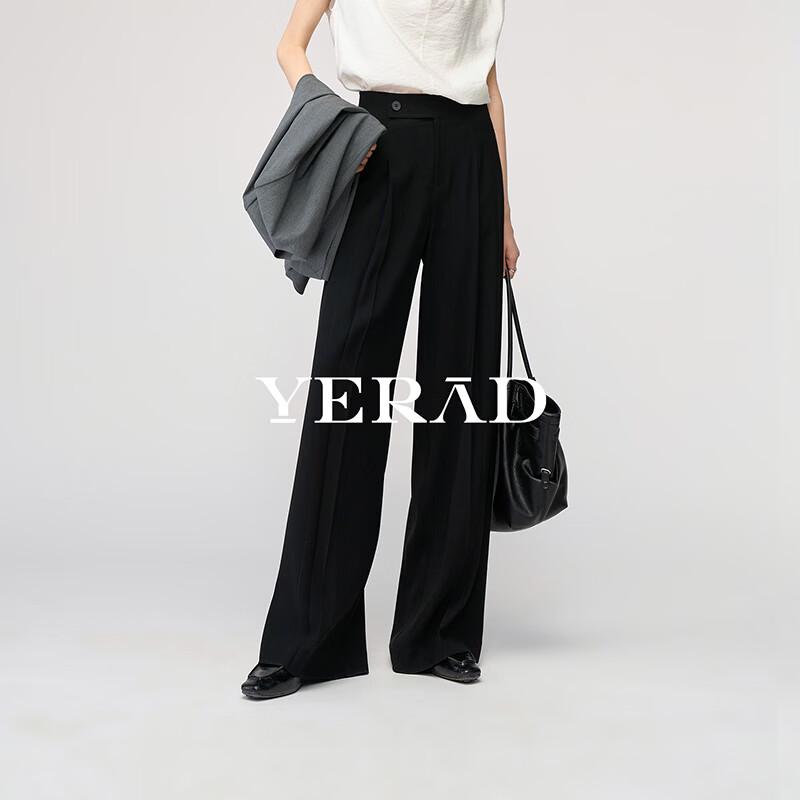 

YERAD Women s Black Wide-Leg Suit Pants L