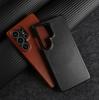 Real Cowhide Leather Phone Case For Samsung Galaxy S24 Ultra S23 Plus S22 S25+ Full Grain Edges Protective Hard Back Cover Coque