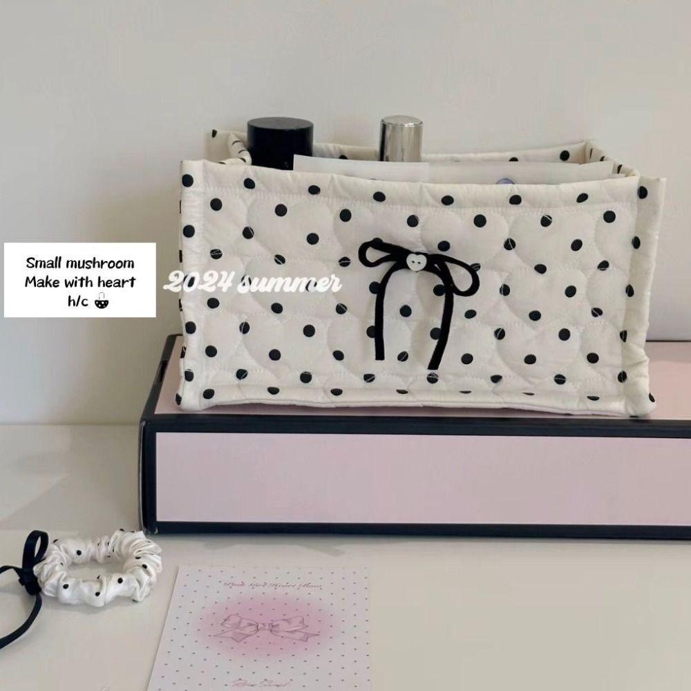 Cute Rectangle Storage Basket Quilted Cotton Desktop Storage Box Stripe Bow Large Capacity Sundries Toy Organizer Home Supplies