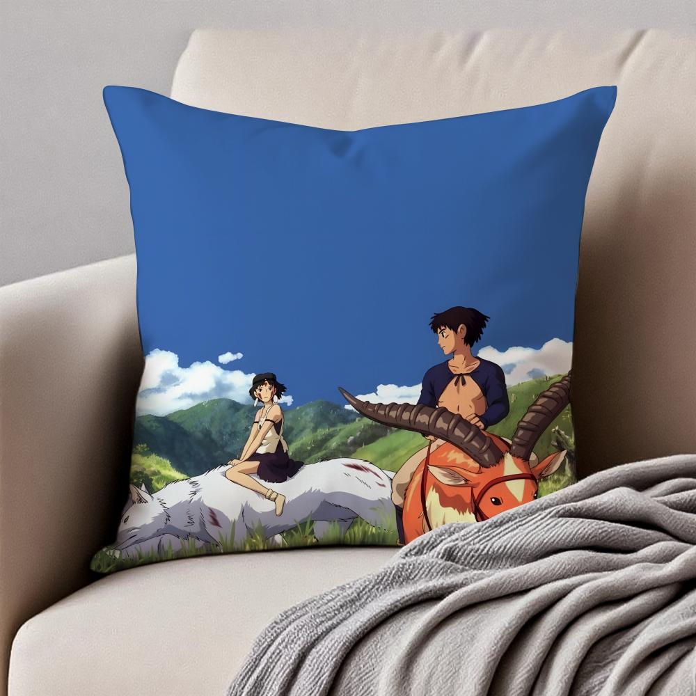 Fantasy Japanischer Anime Prinzessin Mononoke Kissenbezug Staubmilbenresistent Unsichtbarer Reißverschluss Kurzer Plüsch Sofakissen