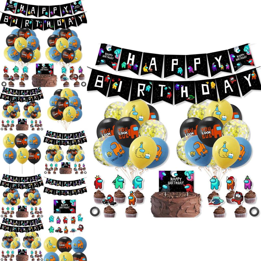 Party Birthday Theme Decoration Supplies Set Banner Balloon Cake Insert