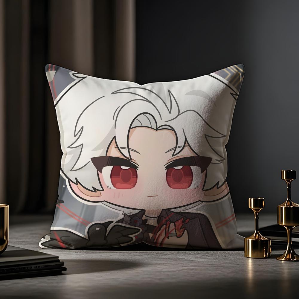 Love and Deepspace Sylus chibi Cushion Cover Case Antidustmite Pillowcase Invisible zipper silky short plush Sofa cushion cover