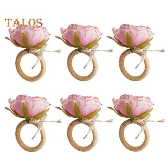 

Кольцо для салфеток в виде цветка, кольцо для салфеток в виде розы ручной работы с галстуком-бабочкой, держатель для салфеток в деревенском стиле для свадебных вечеринок в День святого Валентина 6pcs