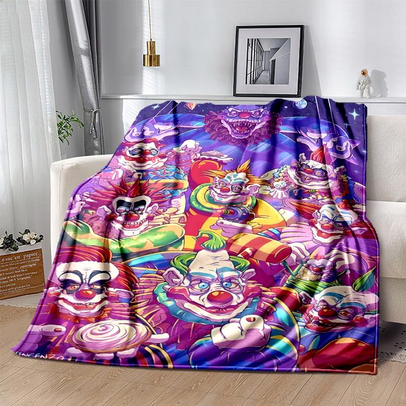 Horror Clown Circus Flannel Blanket Soft Warm All-Season Throw, Design for Camping, Car Travel, Hiking Sofa, Bed, Office Perfect Gift for Parties