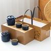 Coarse Pottery Kung Fu Tea Set Office Ceramic Side Handle Pot Wooden Handle with Tea Tray Tea Can Storage Gift