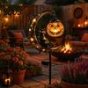 Energie sparende Halloween-Terrassendekoration Schwarze Katze Mond-Erdspießleuchte, Solare Metallkürbis-Laterne mit Dekorativer Lampe Warmes Leuchten, Gruselige Hof für