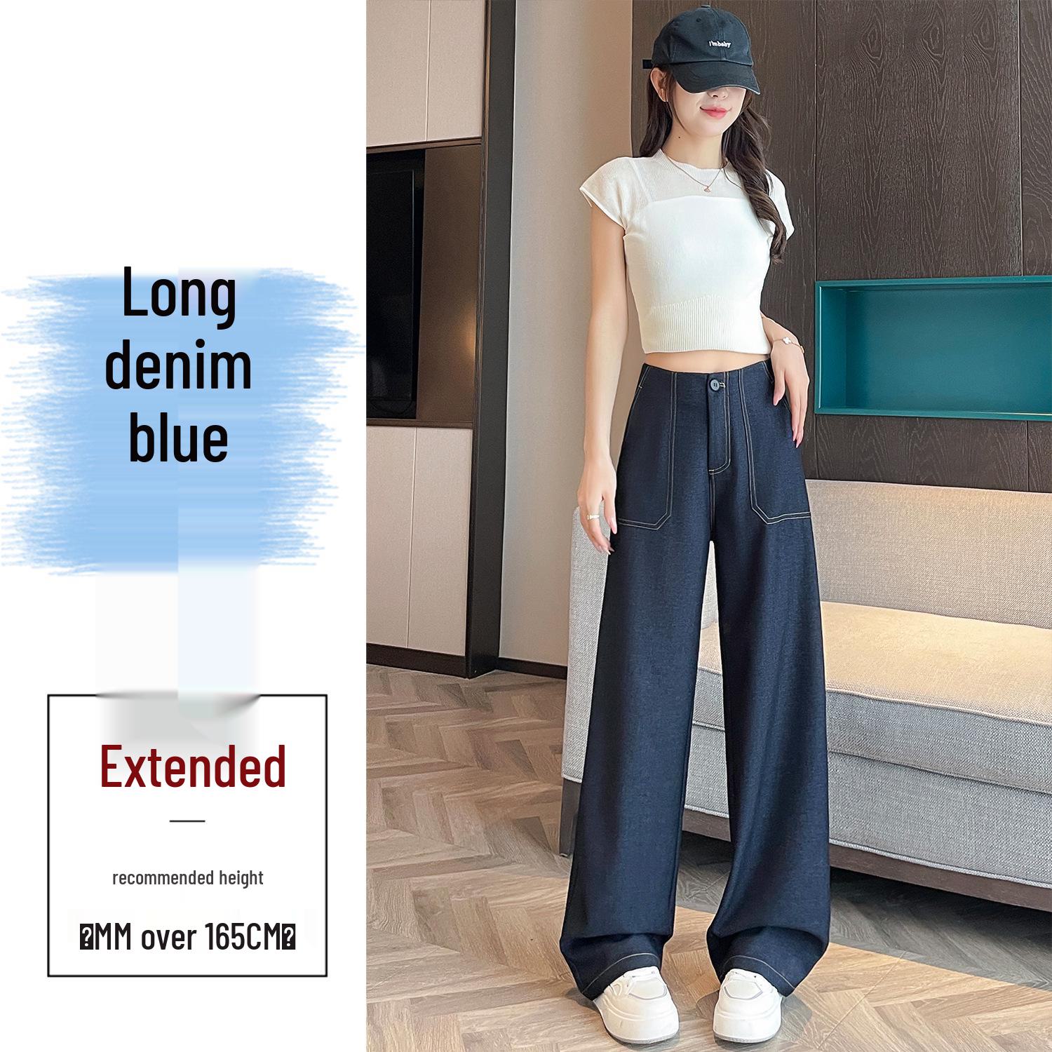 

Мода весна/лето 2025: Джинсовый костюм с высокой талией и широкими штанинами, прямые облегающие брюки M