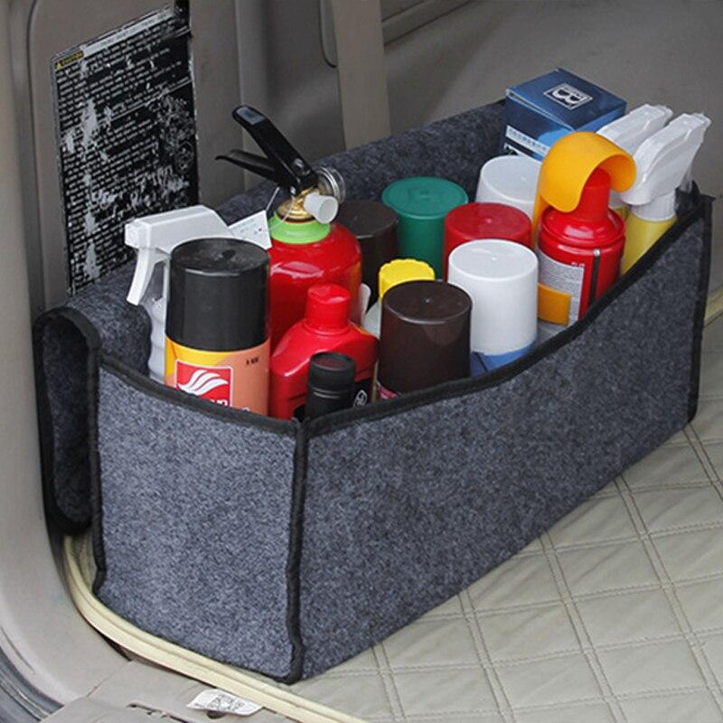 Car Storage Bag Foldable Soft Felt Trunk Organizer Box Car Boot Organizer Travel Tools Stowing Tidying Container