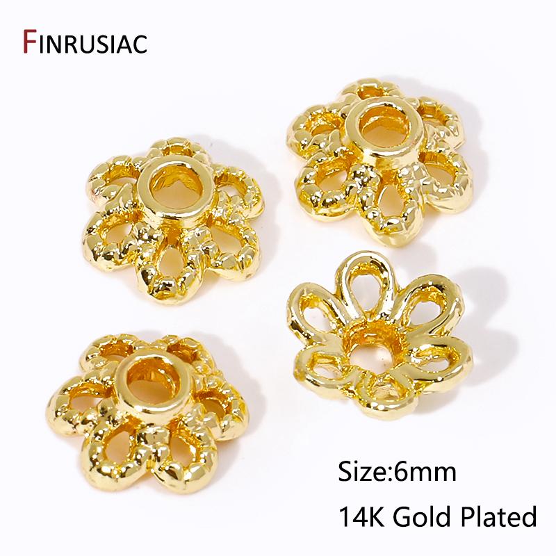

14k/18k Gold Plated Brass Flower/Star Bead End Caps For DIY Beading Jewelry Making Findings Needlework DIY Accessories Wholesale 20 pieces