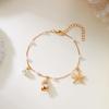Bohemian Starfish Conch Pendant Anklet for Women Charm Imitation Pearl Metal Chain On the Leg Bracelet Jewelry Vacation Gift