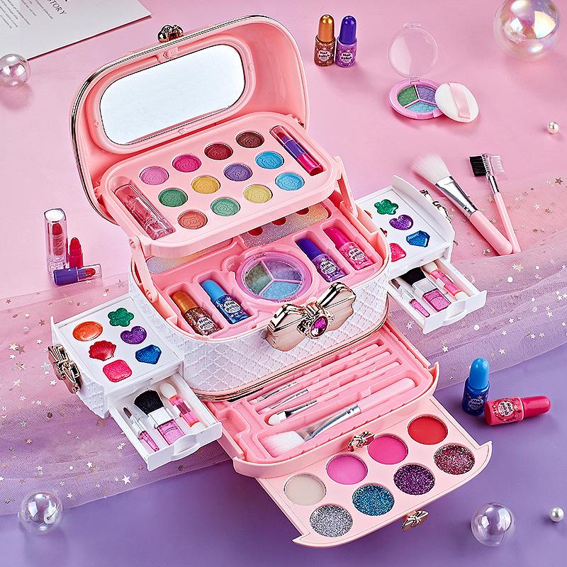 Prinzessin Make-up Set für Mädchen - Kosmetikkoffer mit Lippenstift & Nagellack