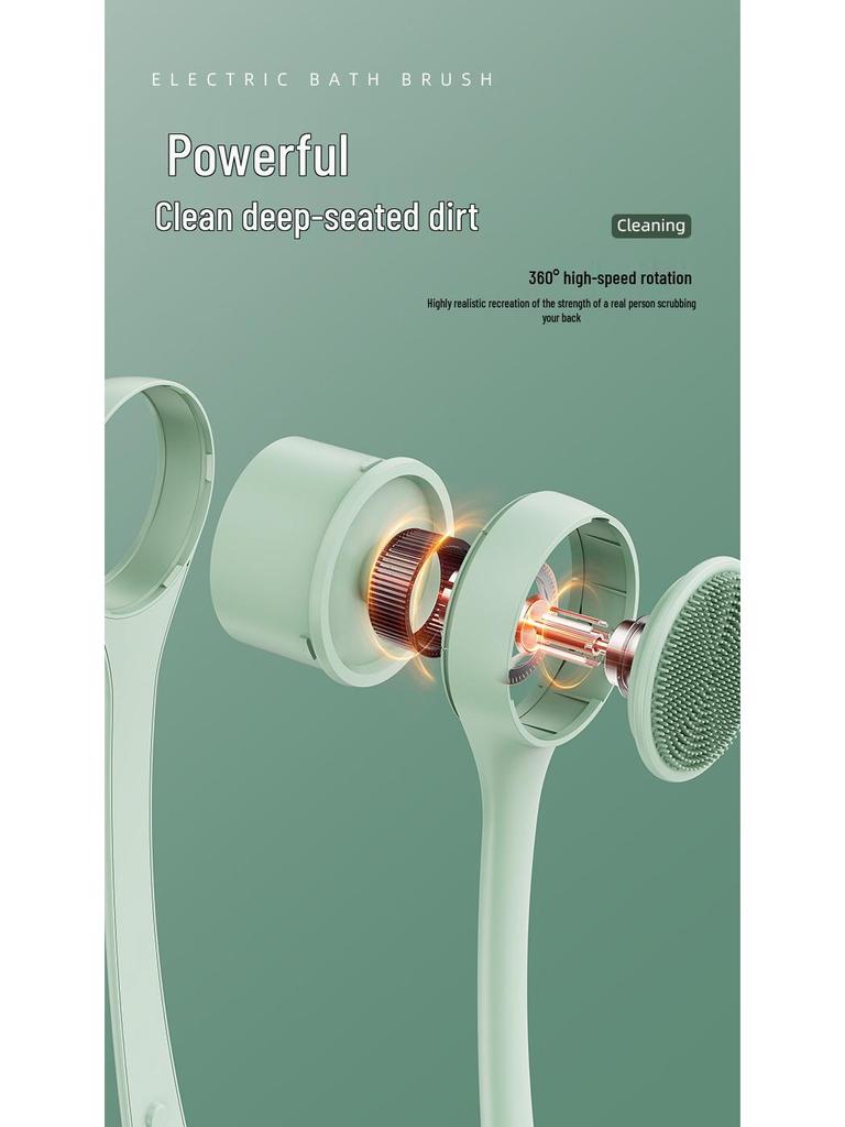 Elektrisk Multifunktionell Roterande Badborste: Utdragbar, Dubbelhandtag, Massage, Exfolierande & Avtagbar Duschskrubb