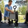 60L Foldable Festival Trolley on Wheels, Collapsible Wagon Cart with Drop-Down Tailgate, Adjustable Handle, Grey