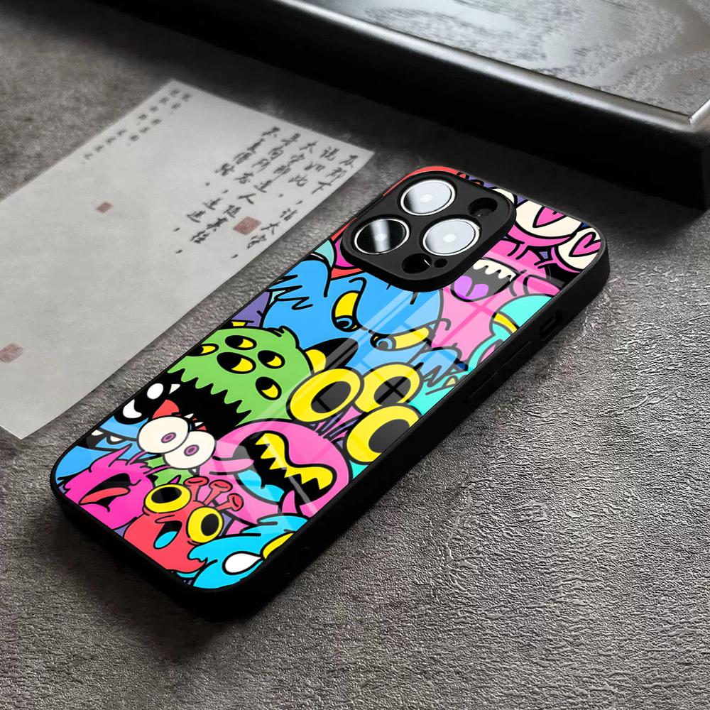 Monster Party Phone Case For IPhone 17 Pro Max 14 Pro 15 12 11 13 Mini X XR XS 16 Plus SE Glass Cover