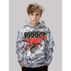 Autumn Winter 3D Cartoon Dinosaurs Printed Hoodies Fashionable Casual Warm Sports Long Sleeved Children's Boy Hooded Sweatshirts