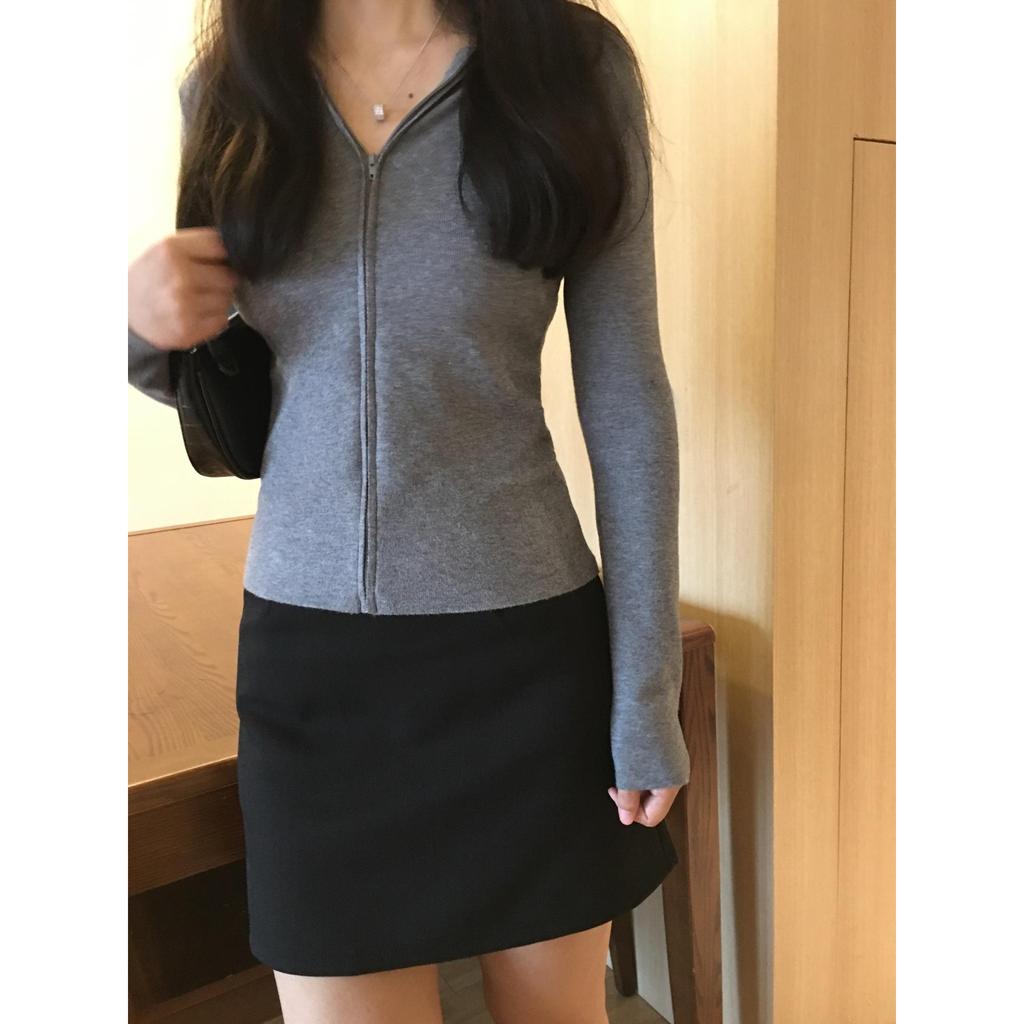 Women's Hooded Slim Fit Zip-Up Cardigan: Stylish Long Sleeve Autumn/Winter Top