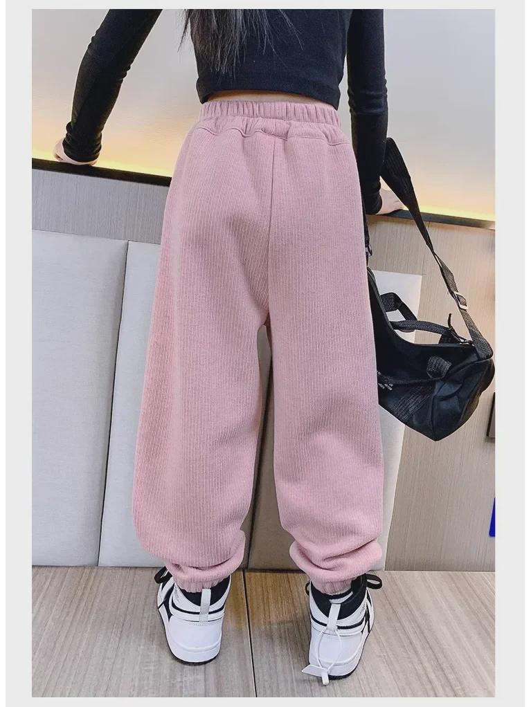 Leggings sport largi de iarnă pentru fete, din catifea cu căptușeală, culoare uni