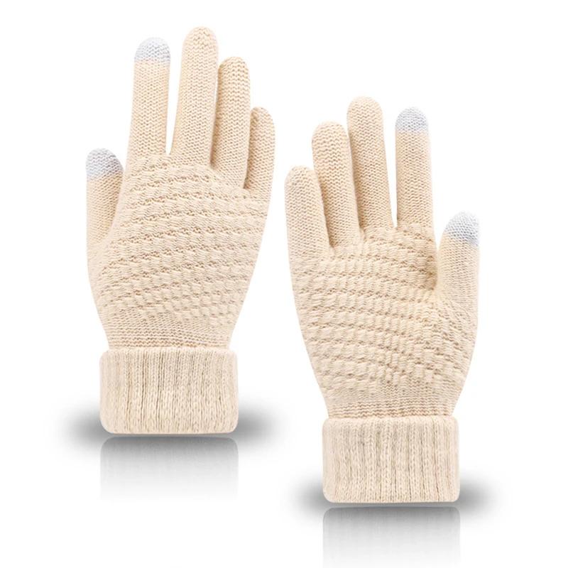 Winter Men and Women  Knit Touchscreen Gloves Warm Touch Gloves Texting Anti-slip Gloves for Adults