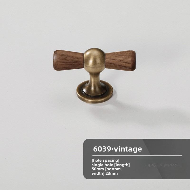 Vintage Walnut Brass Cabinet Handle Antique Style Drawer Pulls for Wardrobe Door