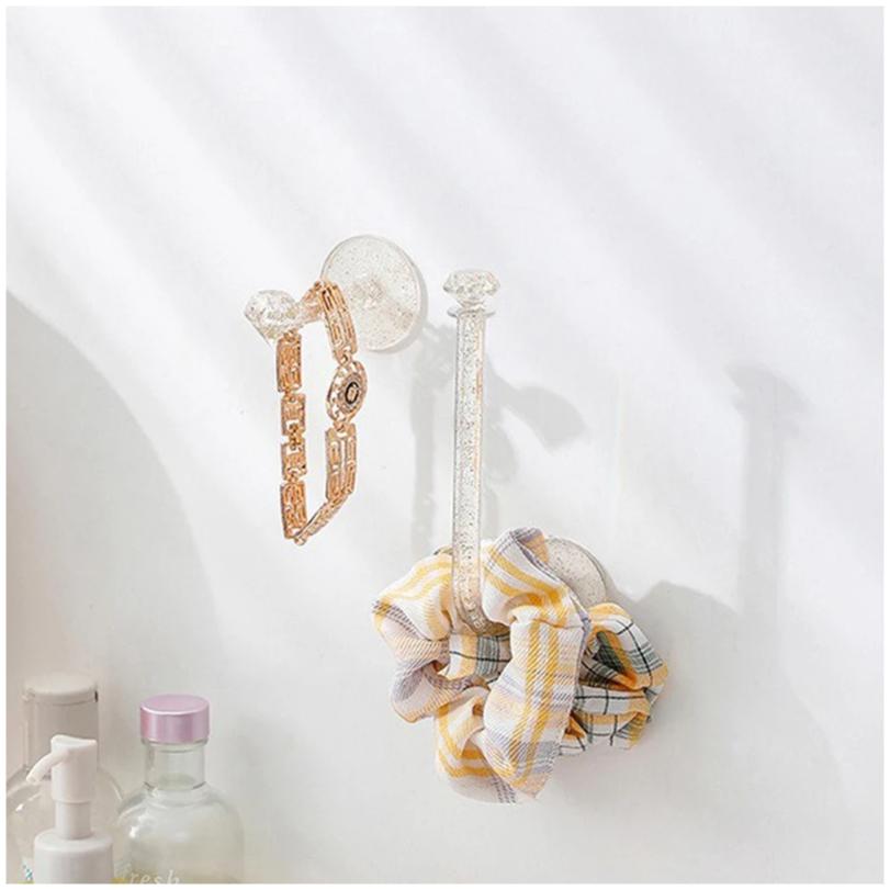 New Crystal Wall Hair Rope Holder Rack Multi-purpose Jewelry Necklace Bracelet Organizer Stand Wall Key Cloth Bag Hanger Hook