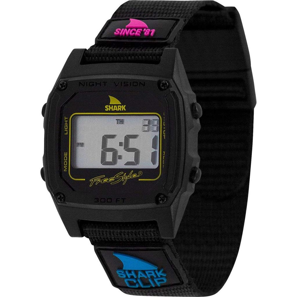[Freestyle] Klokke SHARK Clip Digital 100m Vanntett Nylonreim Reprintsfarge 101006 Ekte Import Svart