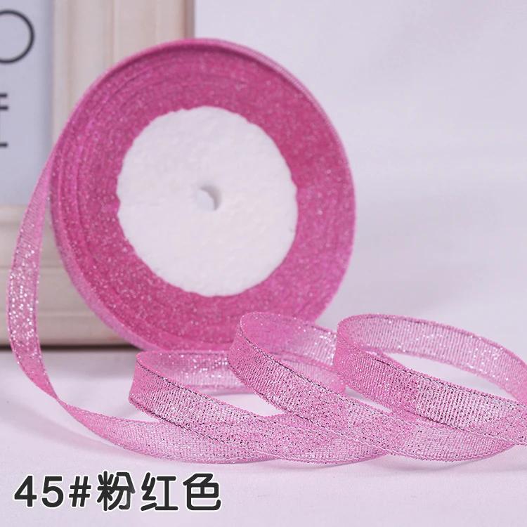 6mm 10mm 15mm 20mm 25mm 40mm 50mm 25 Jardów Złote Srebrne Brokatowe Wstążki Owijanie Prezentów Ślubnych Boże Narodzenie Halloween Impreza DIY Rękodzieło