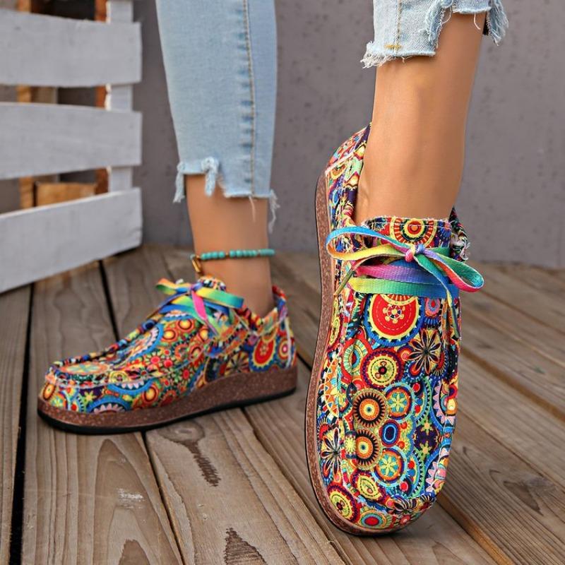 Large size bohemian casual single shoes women's autumn new lace-up fashion single shoes