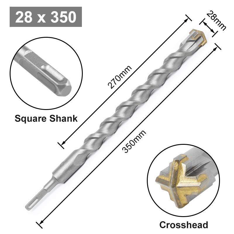 Cross Bit Four-Blade Electric Hammer Bit Carbide Impact Drill Concrete Reinforcement Square Shank Round Shank Five-Pit Shank