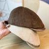 New Hat Women's Autumn and Winter Retro Corduroy Washed Leather Brim Forward Hat Newsboy Hat Fashionable Men's and Women's Duck Bill