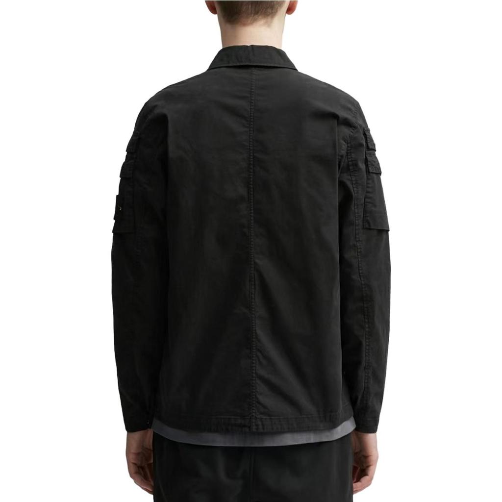 STONE ISLAND Stretch Overshirt Black Men Tops 791510610-V0029