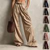 Women High Waist Wide Leg Pants Tie Front Belted Loose Palazzo Pants Multi-Color Casual Flowy Trousers