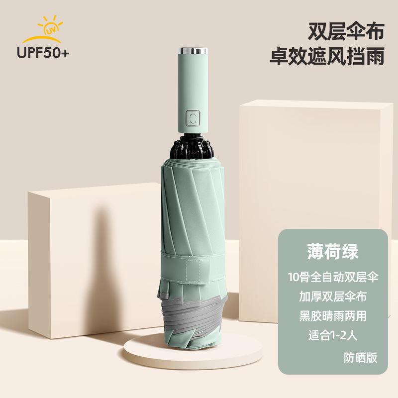 

Double-layer automatic folding umbrella hemming reflective strip color scheme vinyl reverse umbrella umbrella umbrella 23 inches