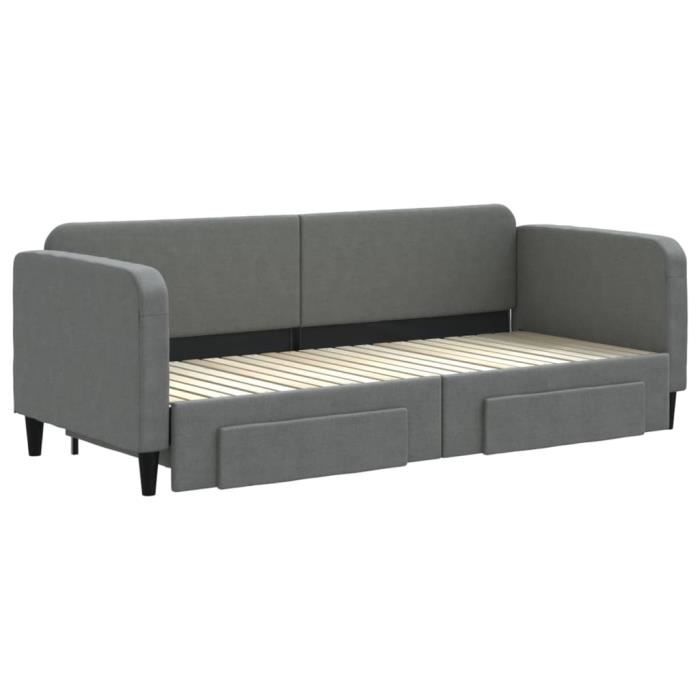 VidaXL Daybed with Trundle and Drawers Dark Grey 80x200 Cm Fabric 3196848