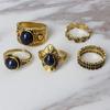 5Pcs/Set Bohemian Vintage Blue Stone Alloy Finger Ring Women Charming Jewelry