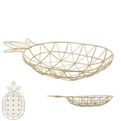 [R2432] - Drahtmetallkorb 'Ananas' schwarz - 31x23x10 cm