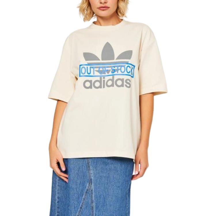 adidas Originals X Ksenia Schnaider Collaboration Round Neck Loose Fit Solid Color Short Sleeve T-Shirt Women Tops Off-White IU4760