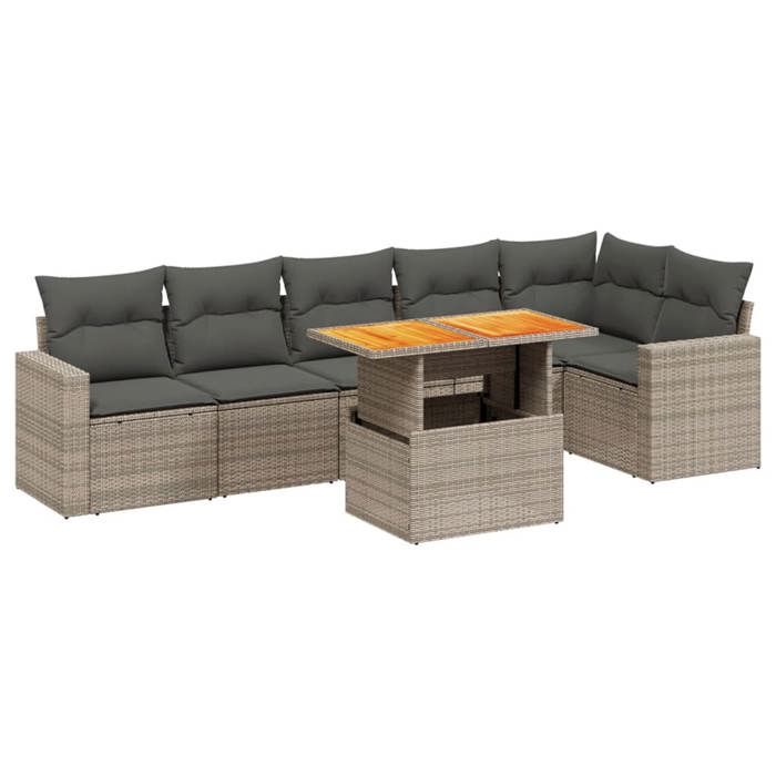 VidaXL Garden Lounge Set with Cushions 7 Pcs, Patio Sofas, Patio Furniture Set, Outdoor Furniture, Grey 3271326