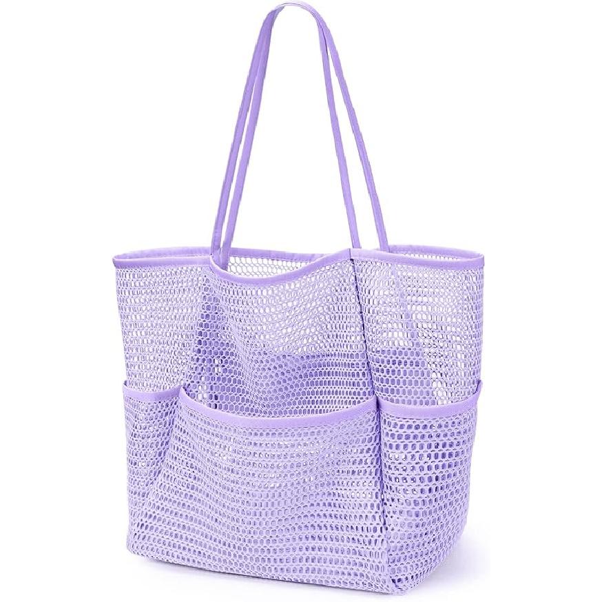 Beach Bag with Mini Pocket Beach Tote Bags for Women Large Foldable Mesh Swimming Pool Travel Bags Sandproof
