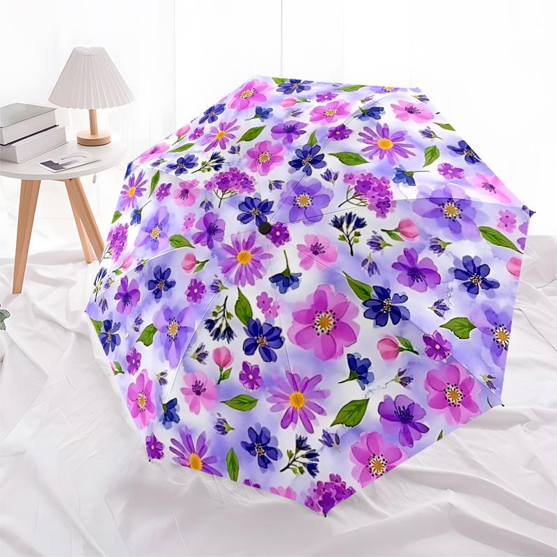 1pc Floral Pattern Automatic Open/Close Umbrella, Compact Travel Umbrella, 8-Rib Sturdy Frame - Ideal Gift for Friends yy251118105