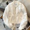 Ladies Fashion Bat Sleeves Coat Spring Autumn Zipper Short Jacket Retro Women Solid Color Outwear