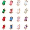 arricraft 16 Pcs 8 Colors Glass Links Connectors, Rectangle Crystal Glass Connectors Rhinestone Faceted Pendants with Brass Findings for Jewellery