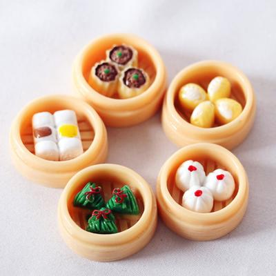 5Pcs Convenient To Store Detailed Useful Lightweight Tea Restaurant Accessories Steamed Buns Model Dollhouse Steamed Dumplings