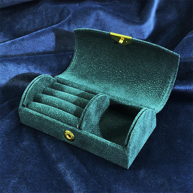 Solid Color Portable Jewelry Storage Box New Exquisite Travel Jewelry Bag Suede Surface Jewelry Box Organizer