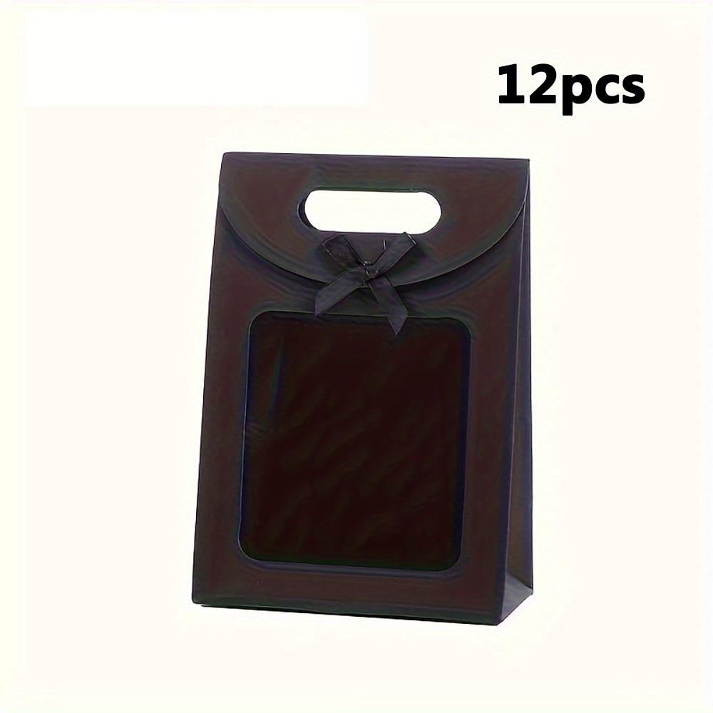 

12 шт. прямоугольных подарочных пакетов с окном, милые бумажные подарочные пакеты с бантом, подарочные пакеты для вечеринок, принадлежности для свадебных подарков, подарочная упаковка и принадлежности для хранения подарков 12pcs 20*14*7cm чёрный