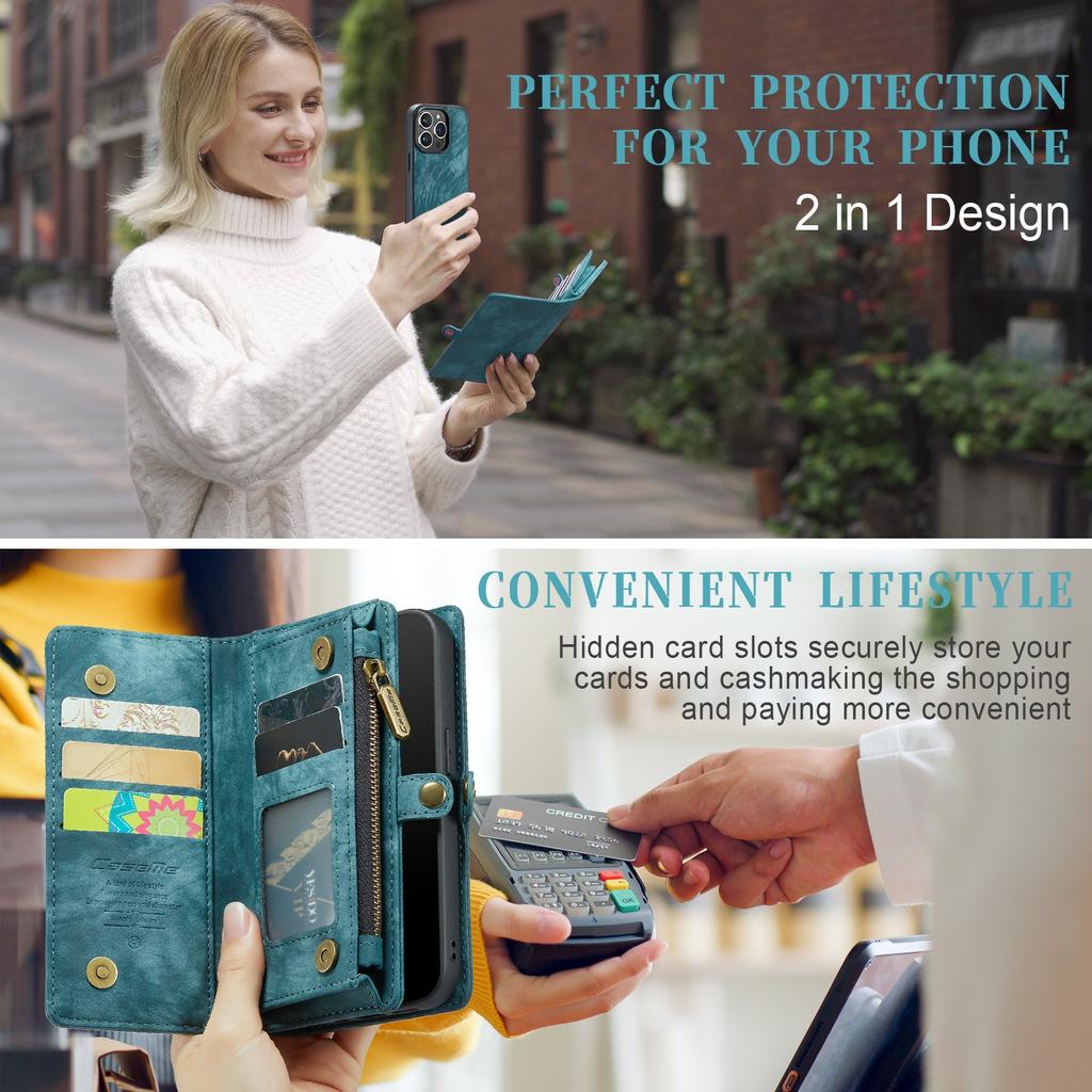 New PU Leather Phone Case Multifunctional Card Slot Wallet Cover Shockproof Protective Case for iPhone 16 17 Samsung Galaxy S24