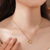 Ramos Temperament Heart Pendant Chain Necklace for Women Stainless Steel Stylish Choker Necklace Zircon Party Gift