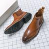 Fashion New Brown Chelsea Boots for Men Ankle Business Square Toe Slip-On Mens Boots  Size 38-45