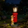 Solar Hexagonal Light with Dog Lying On Mailbox Sculpture Home Garden, Courtyard, Pathway, and Entrance Decorative Light Fixture
